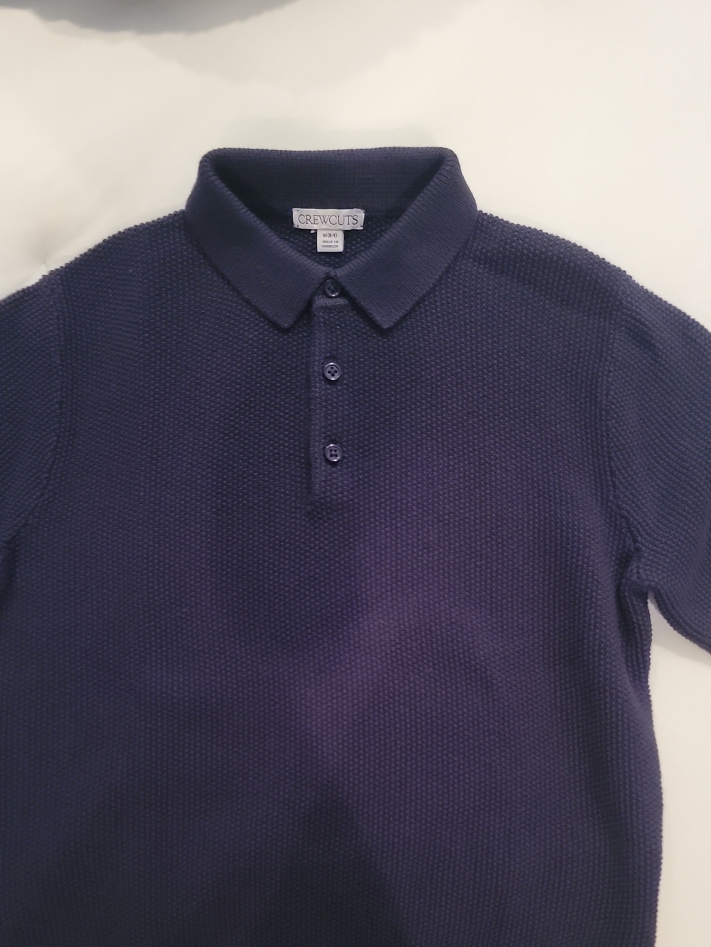 NWOT J CREW Crewcuts Boys Navy Textured Short-Sleeve Polo Size 8/9
